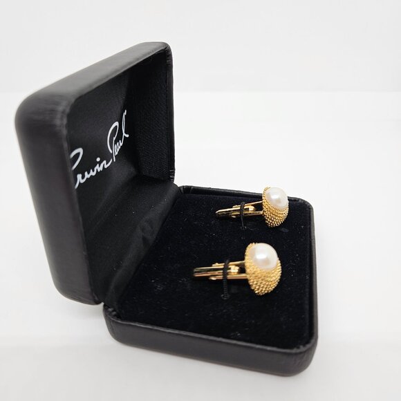 Vintage Erwin Pearl Gold Tone Pearl Cufflinks in Box - Picture 4 of 7